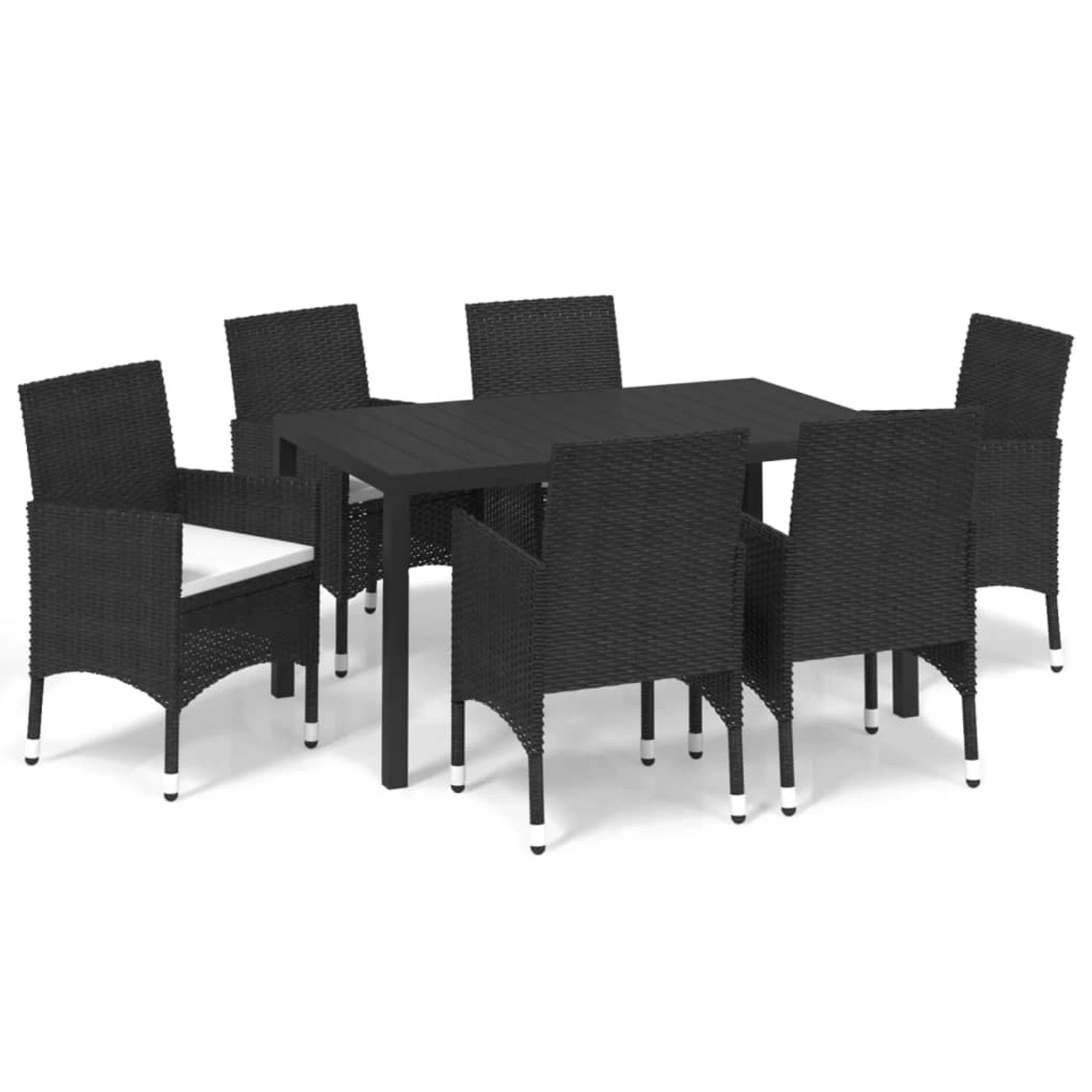 vidaXL 7-tlg Garten-Essgruppe mit Kissen Poly Rattan Schwarz Modell 9 vidaXL 7-tlg Garten-Essgruppe mit Kissen Poly Rattan Schwarz Modell 9 von VIDAXL