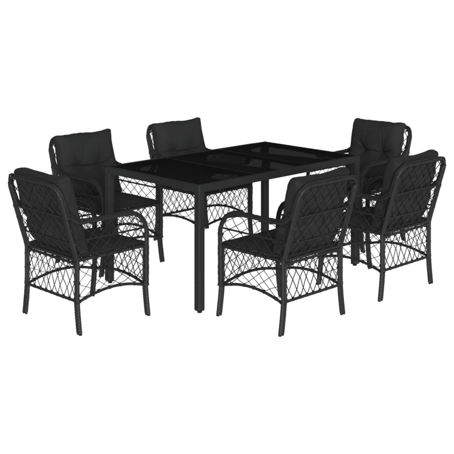 vidaXL 7-tlg Garten-Essgruppe mit Kissen Schwarz Poly Rattan Modell 103 vidaXL 7-tlg Garten-Essgruppe mit Kissen Schwarz Poly Rattan Modell 103 von VIDAXL