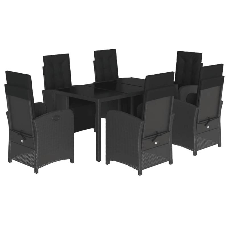vidaXL 7-tlg Garten-Essgruppe mit Kissen Schwarz Poly Rattan Modell 109 von VIDAXL