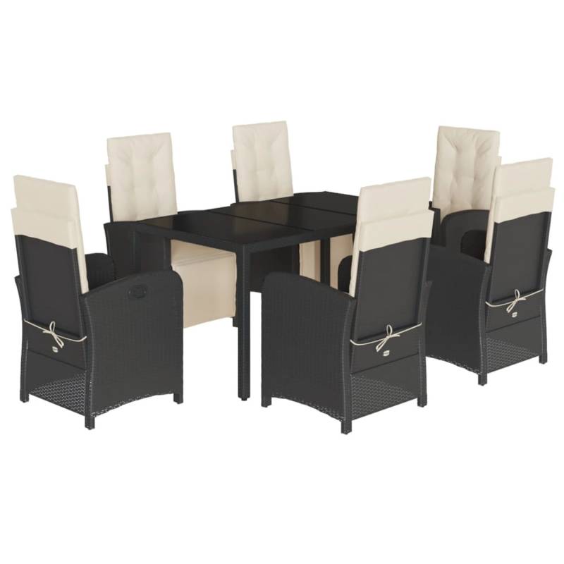 vidaXL 7-tlg Garten-Essgruppe mit Kissen Schwarz Poly Rattan Modell 121 von VIDAXL