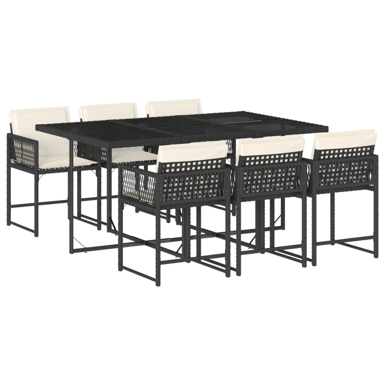 vidaXL 7-tlg Garten-Essgruppe mit Kissen Schwarz Poly Rattan Modell 131 vidaXL 7-tlg Garten-Essgruppe mit Kissen Schwarz Poly Rattan Modell 131 von VIDAXL