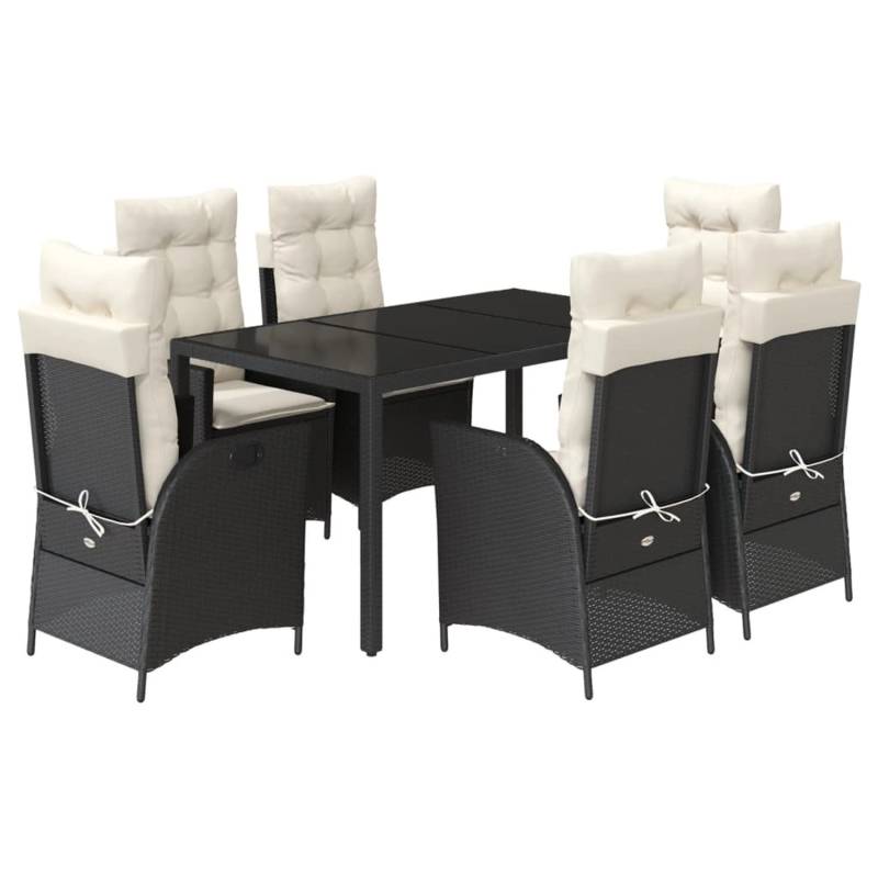 vidaXL 7-tlg Garten-Essgruppe mit Kissen Schwarz Poly Rattan Modell 133 von VIDAXL