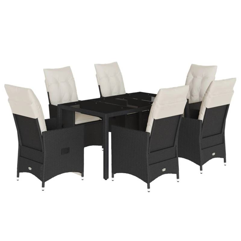 vidaXL 7-tlg Garten-Essgruppe mit Kissen Schwarz Poly Rattan Modell 136 von VIDAXL