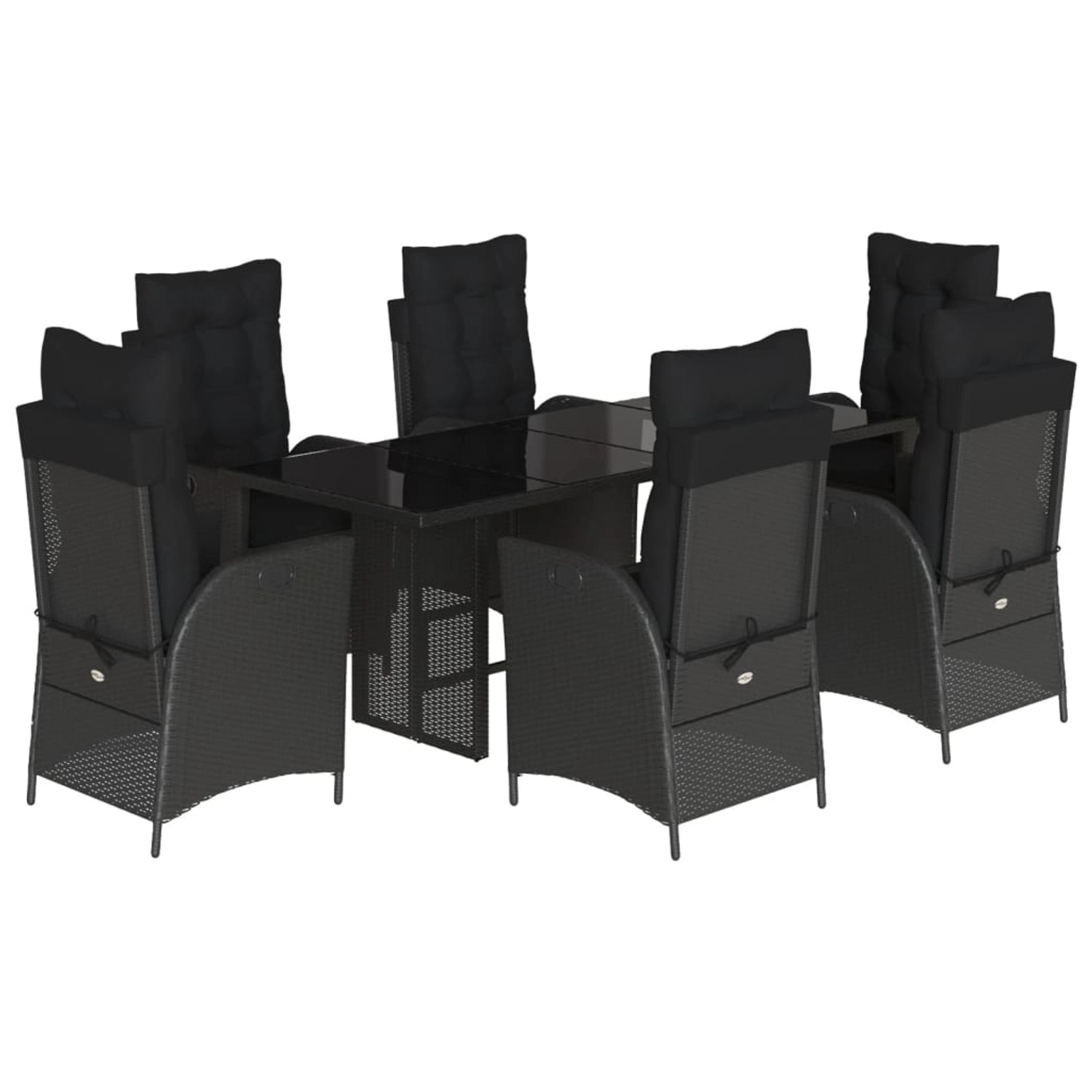 vidaXL 7-tlg Garten-Essgruppe mit Kissen Schwarz Poly Rattan Modell 140 vidaXL 7-tlg Garten-Essgruppe mit Kissen Schwarz Poly Rattan Modell 140 von VIDAXL