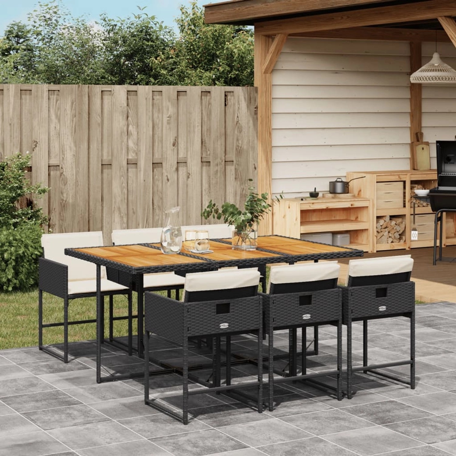 vidaXL 7-tlg Garten-Essgruppe mit Kissen Schwarz Poly Rattan Modell 144 vidaXL 7-tlg Garten-Essgruppe mit Kissen Schwarz Poly Rattan Modell 144 von VIDAXL