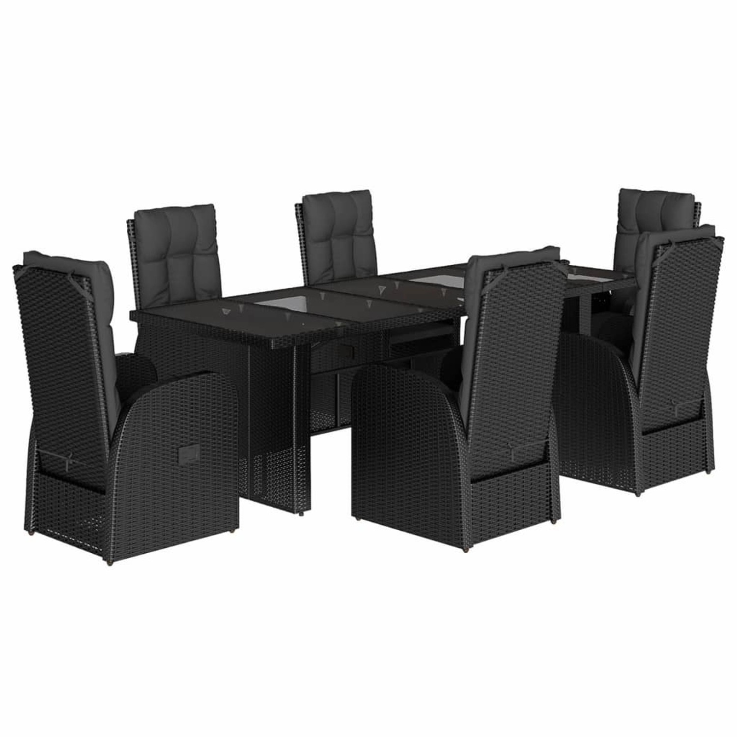 vidaXL 7-tlg Garten-Essgruppe mit Kissen Schwarz Poly Rattan Modell 149 vidaXL 7-tlg Garten-Essgruppe mit Kissen Schwarz Poly Rattan Modell 149 von VIDAXL