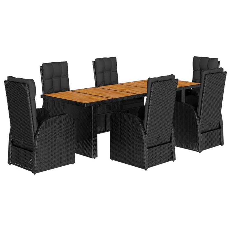 vidaXL 7-tlg Garten-Essgruppe mit Kissen Schwarz Poly Rattan Modell 158 von VIDAXL