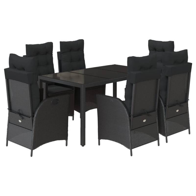 vidaXL 7-tlg Garten-Essgruppe mit Kissen Schwarz Poly Rattan Modell 162 von VIDAXL