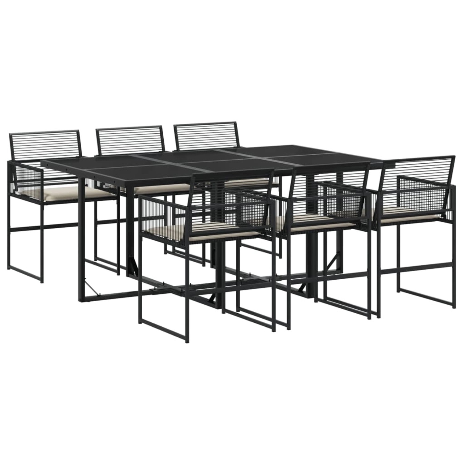vidaXL 7-tlg Garten-Essgruppe mit Kissen Schwarz Poly Rattan Modell 171 vidaXL 7-tlg Garten-Essgruppe mit Kissen Schwarz Poly Rattan Modell 171 von VIDAXL