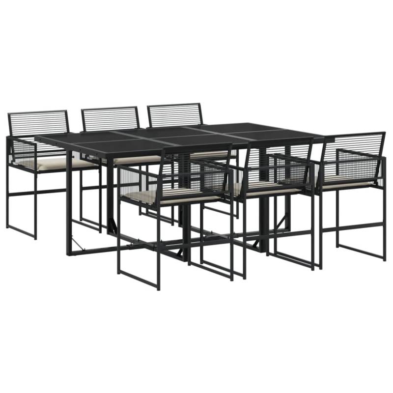 vidaXL 7-tlg Garten-Essgruppe mit Kissen Schwarz Poly Rattan Modell 171 von VIDAXL