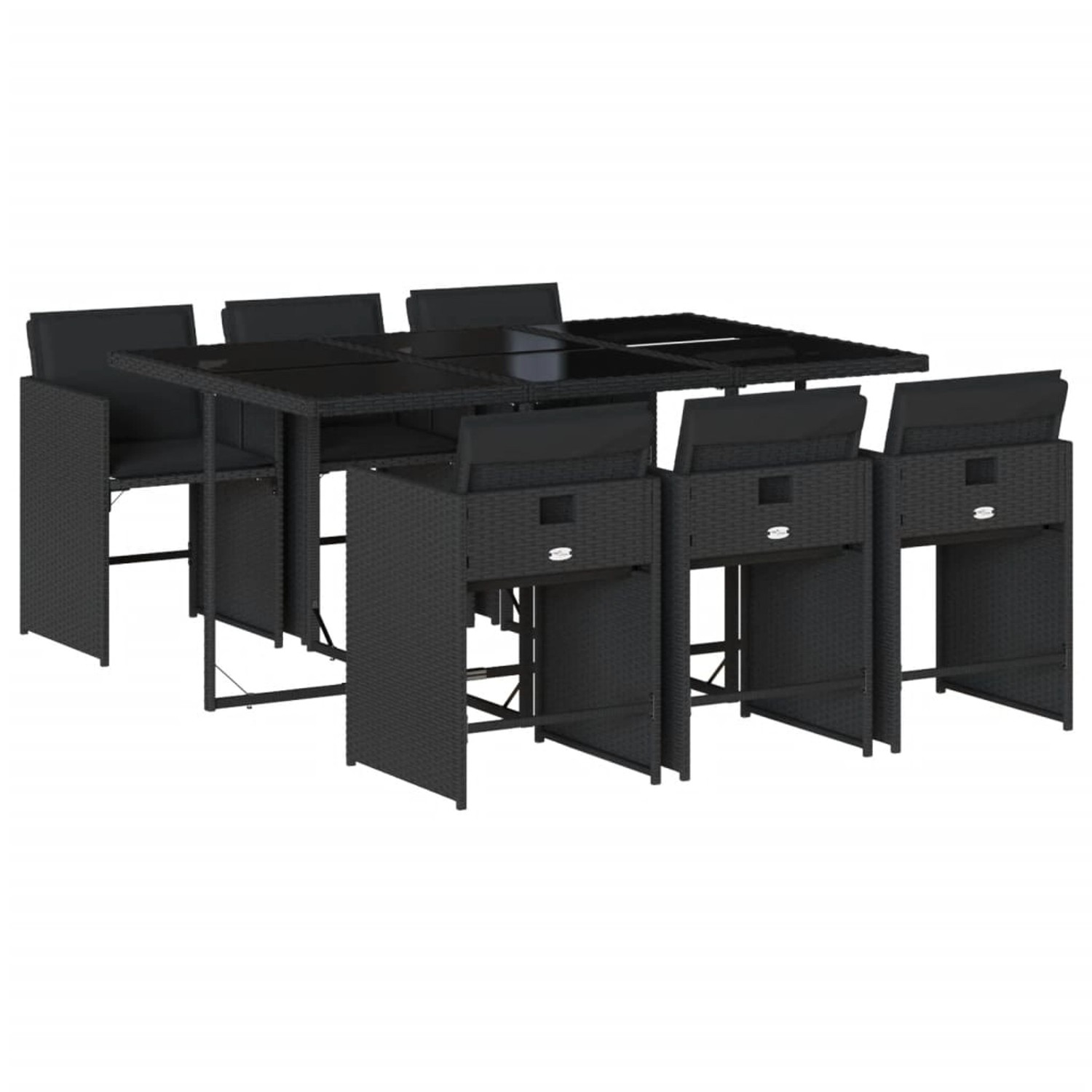 vidaXL 7-tlg Garten-Essgruppe mit Kissen Schwarz Poly Rattan Modell 172 vidaXL 7-tlg Garten-Essgruppe mit Kissen Schwarz Poly Rattan Modell 172 von VIDAXL