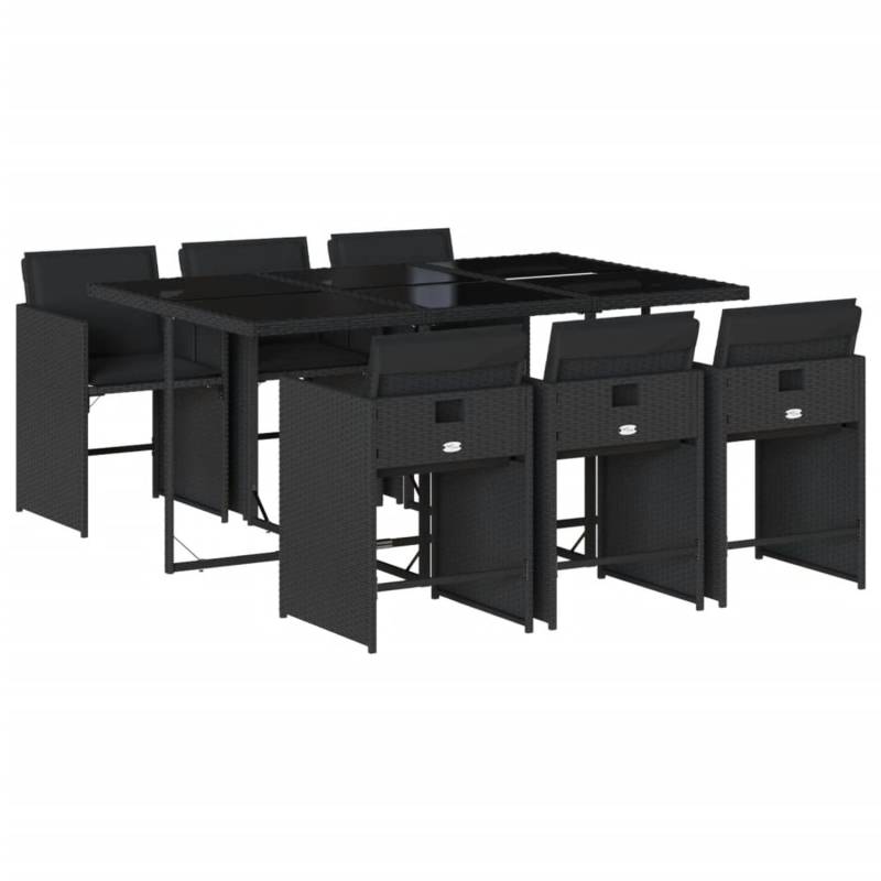 vidaXL 7-tlg Garten-Essgruppe mit Kissen Schwarz Poly Rattan Modell 172 von VIDAXL