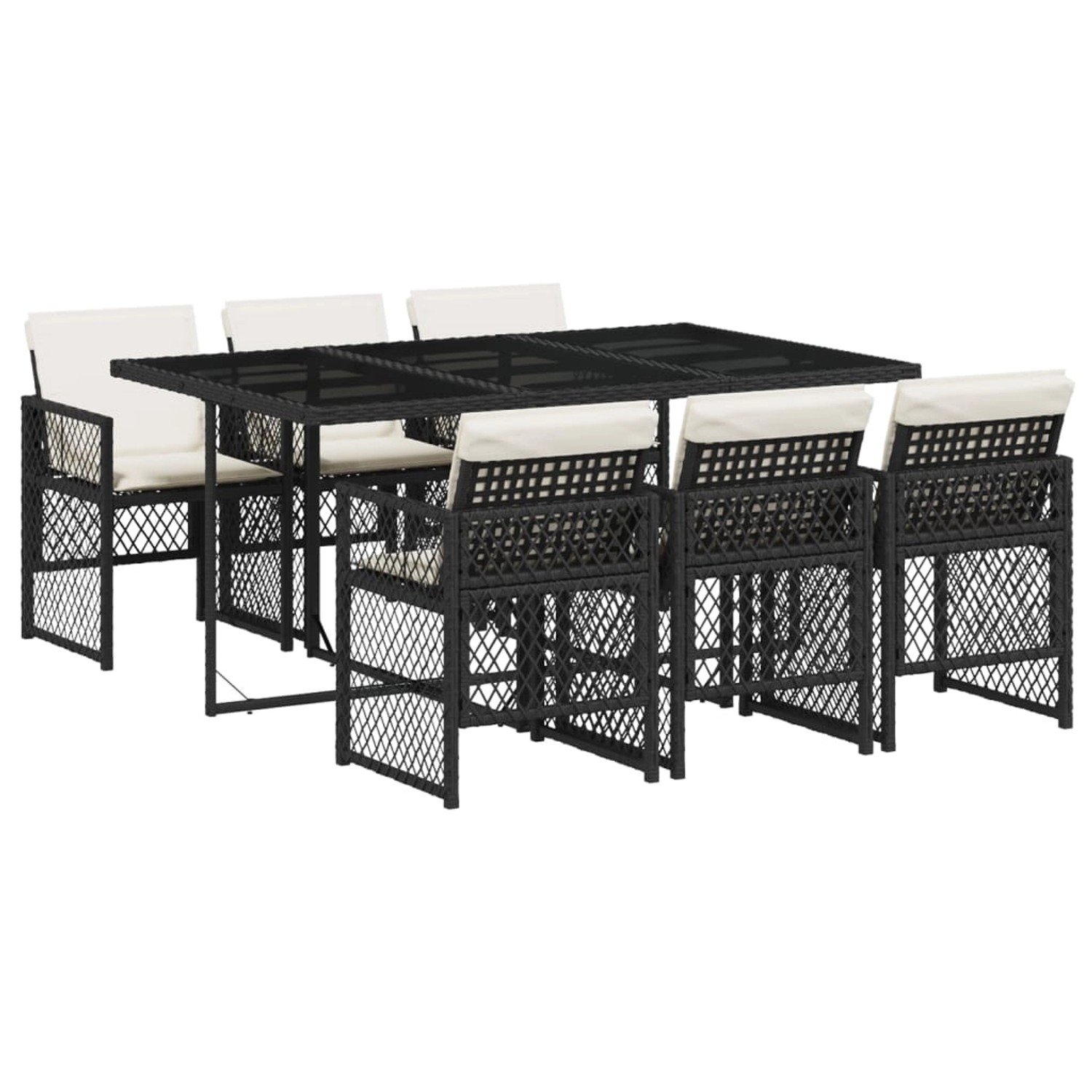 vidaXL 7-tlg Garten-Essgruppe mit Kissen Schwarz Poly Rattan Modell 176 vidaXL 7-tlg Garten-Essgruppe mit Kissen Schwarz Poly Rattan Modell 176 von VIDAXL