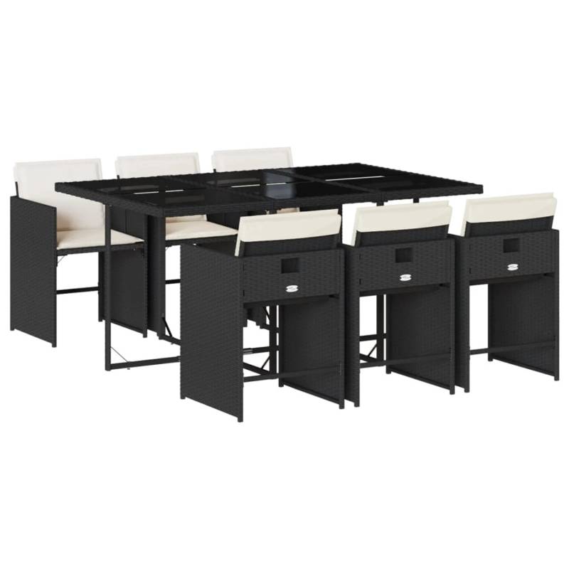 vidaXL 7-tlg Garten-Essgruppe mit Kissen Schwarz Poly Rattan Modell 177 von VIDAXL
