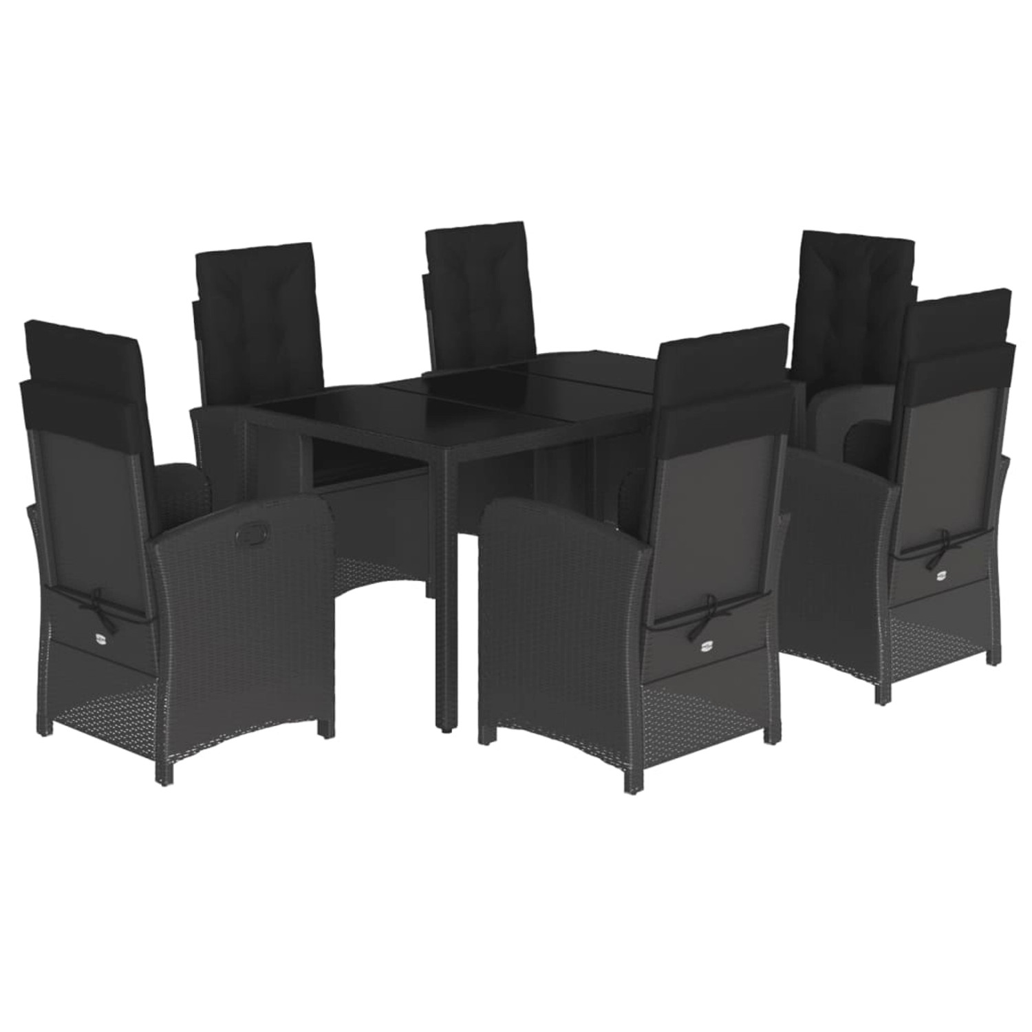 vidaXL 7-tlg Garten-Essgruppe mit Kissen Schwarz Poly Rattan Modell 60 vidaXL 7-tlg Garten-Essgruppe mit Kissen Schwarz Poly Rattan Modell 60 von VIDAXL