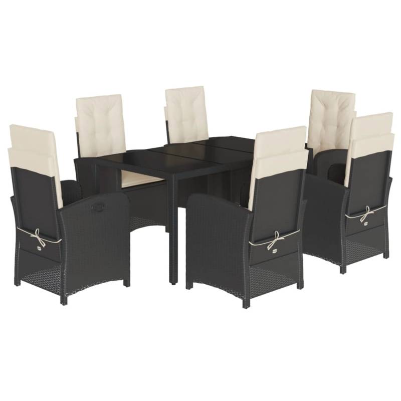 vidaXL 7-tlg Garten-Essgruppe mit Kissen Schwarz Poly Rattan Modell 69 von VIDAXL