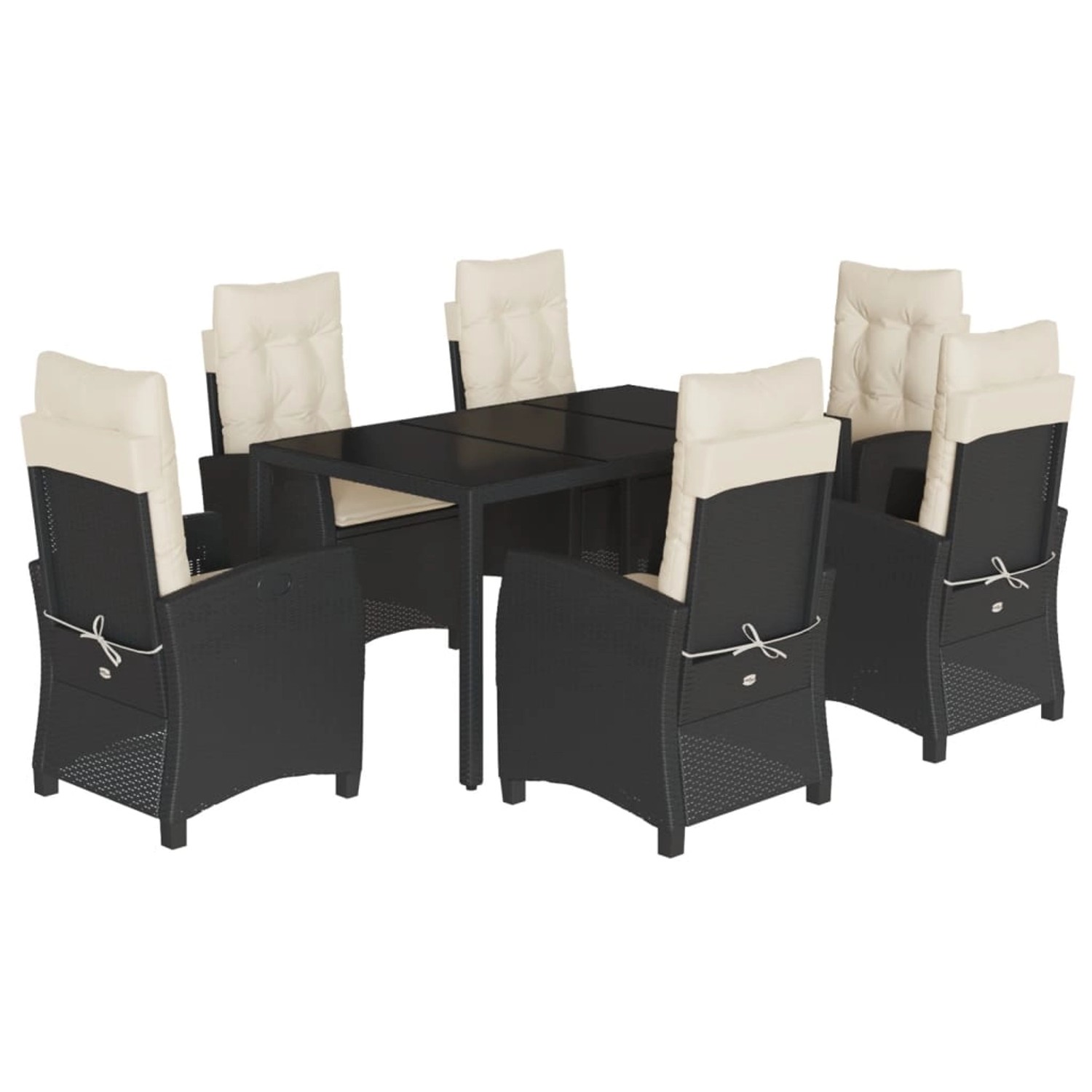 vidaXL 7-tlg Garten-Essgruppe mit Kissen Schwarz Poly Rattan Modell 86 vidaXL 7-tlg Garten-Essgruppe mit Kissen Schwarz Poly Rattan Modell 86 von VIDAXL