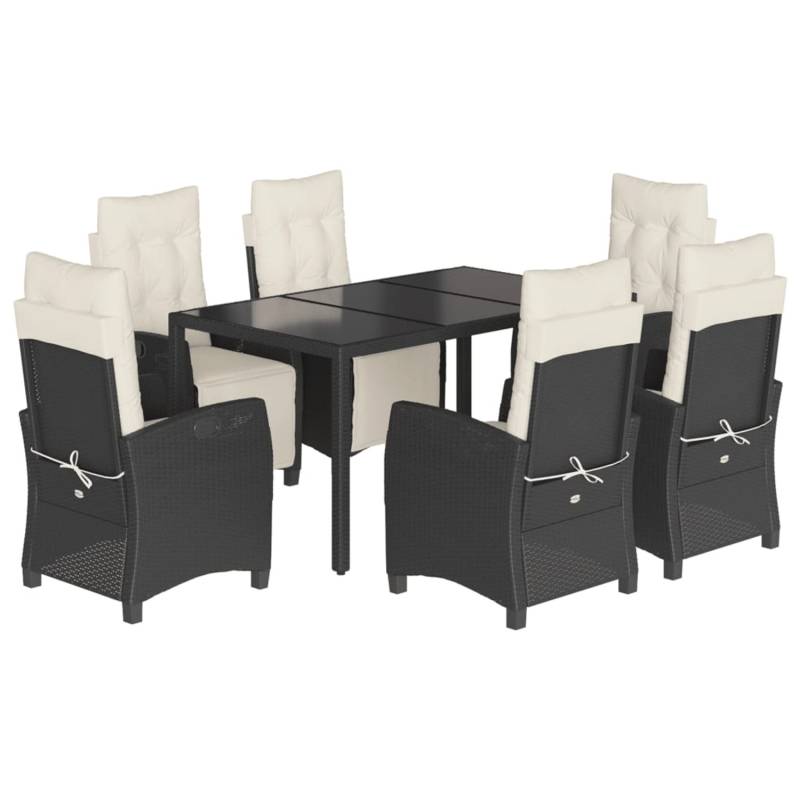 vidaXL 7-tlg Garten-Essgruppe mit Kissen Schwarz Poly Rattan Modell 94 von VIDAXL