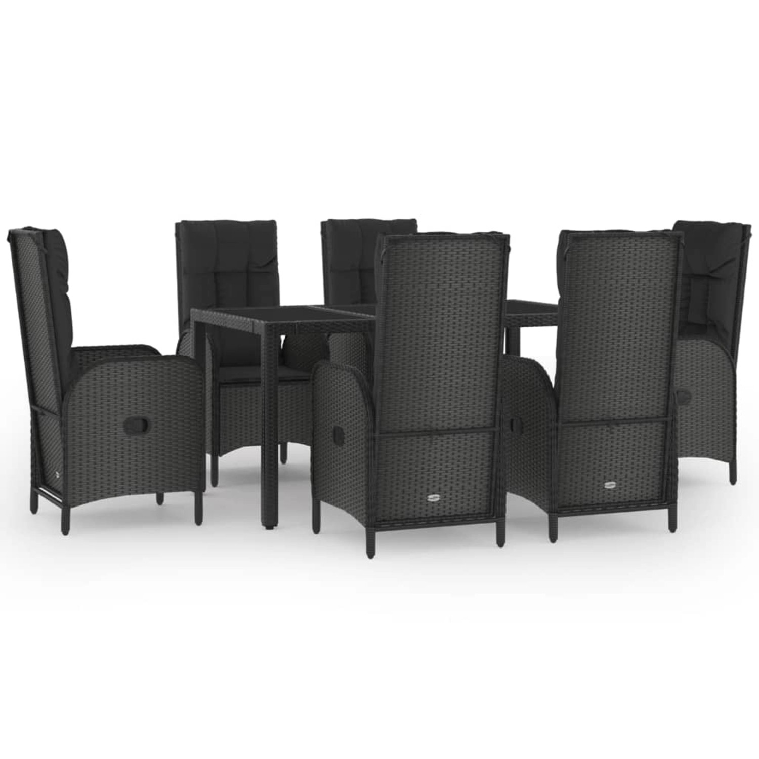 vidaXL 7-tlg Garten-Essgruppe mit Kissen Schwarz und Grau Poly Rattan Modell 12 vidaXL 7-tlg Garten-Essgruppe mit Kissen Schwarz und Grau Poly Rattan Modell 12 von VIDAXL