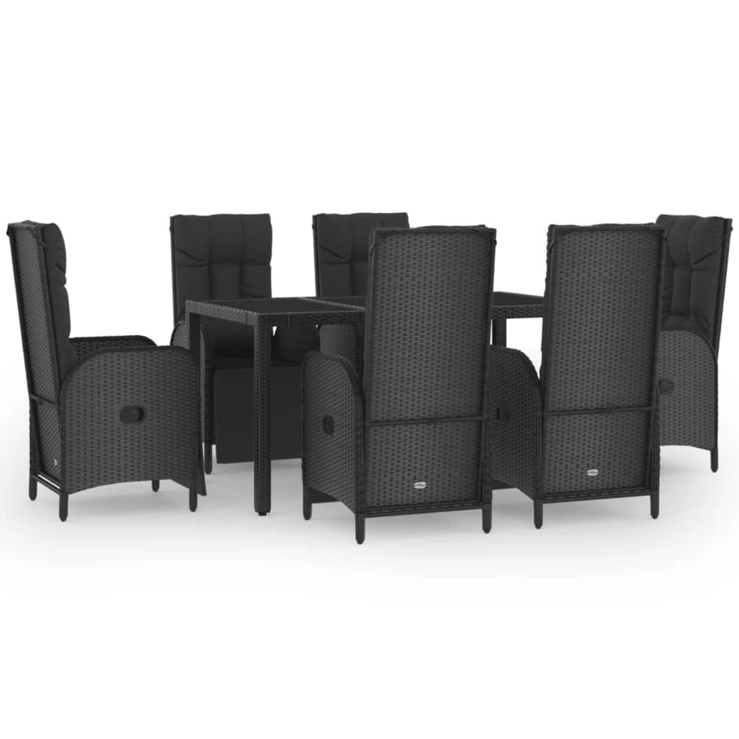 vidaXL 7-tlg Garten-Essgruppe mit Kissen Schwarz und Grau Poly Rattan Modell 13 vidaXL 7-tlg Garten-Essgruppe mit Kissen Schwarz und Grau Poly Rattan Modell 13 von VIDAXL