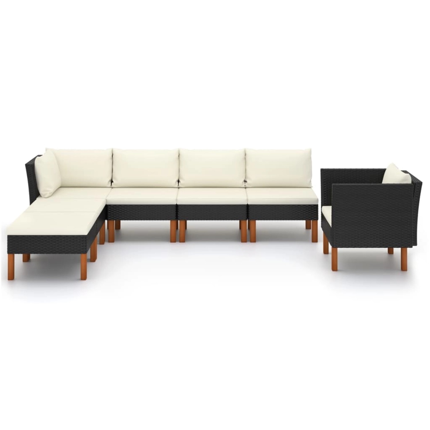 vidaXL 7-tlg Garten-Lounge-Set Poly Rattan Eukalyptusholz Schwarz Modell 1 vidaXL 7-tlg Garten-Lounge-Set Poly Rattan Eukalyptusholz Schwarz Modell 1 von VIDAXL