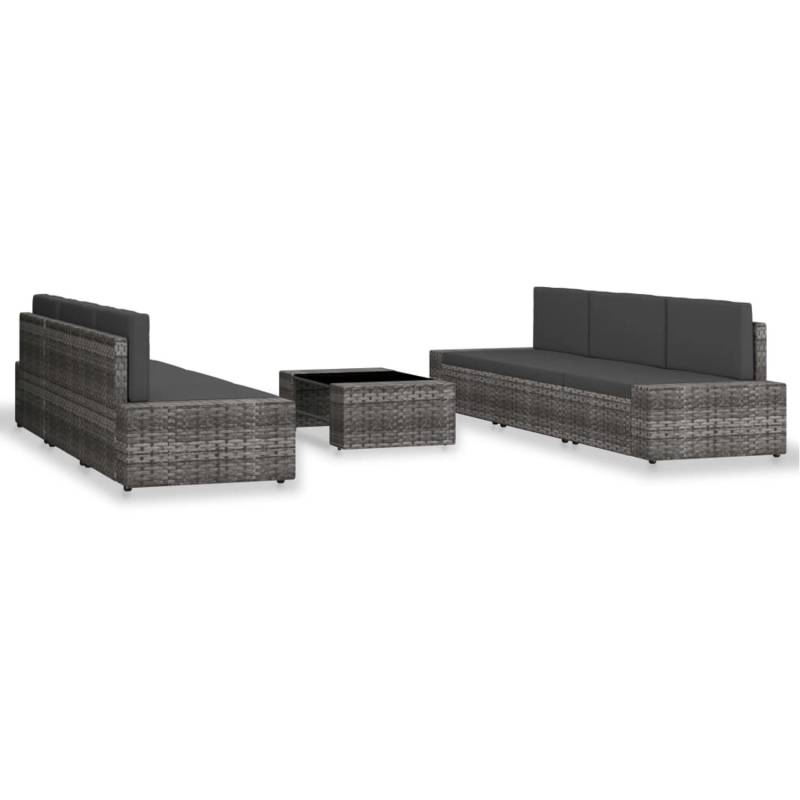 vidaXL 7-tlg Garten-Lounge-Set Poly Rattan Grau Modell 1 von VIDAXL