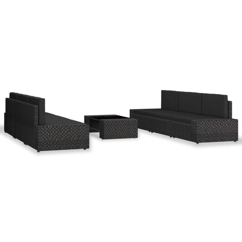 vidaXL 7-tlg Garten-Lounge-Set Poly Rattan Schwarz Modell 1 von VIDAXL