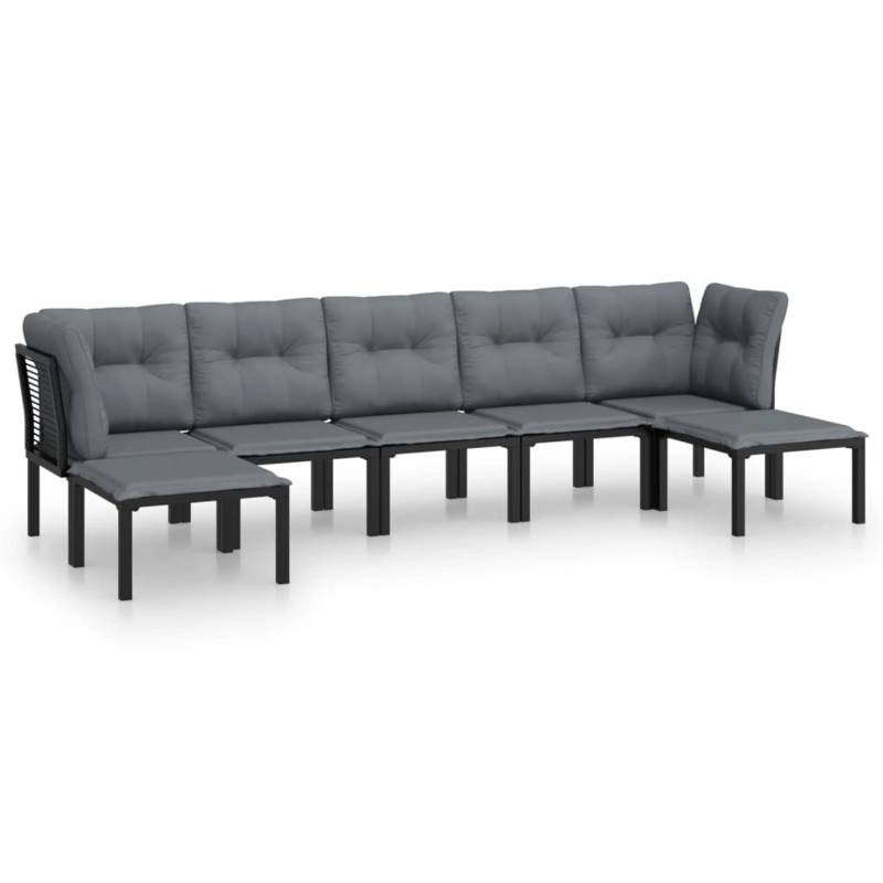 vidaXL 7-tlg Garten-Lounge-Set Schwarz und Grau Poly Rattan Modell 5 von VIDAXL