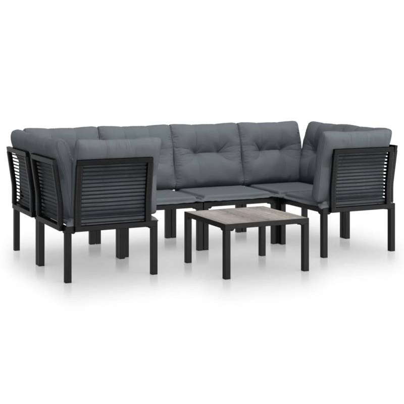 vidaXL 7-tlg Garten-Lounge-Set Schwarz und Grau Poly Rattan Modell 6 von VIDAXL