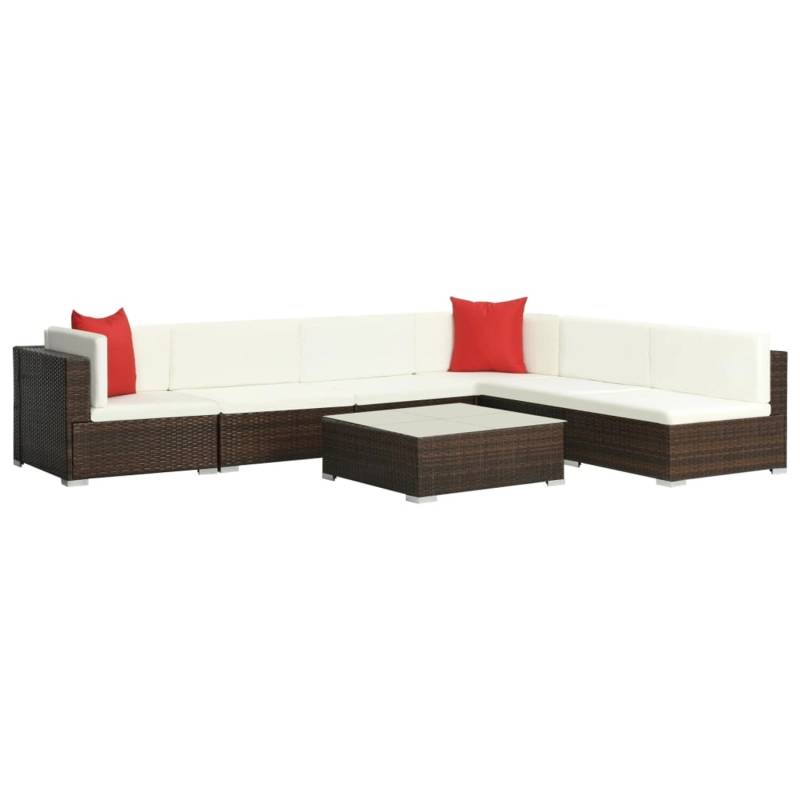 vidaXL 7-tlg Garten-Lounge-Set mit Auflagen Poly Rattan Braun Modell 3 von VIDAXL