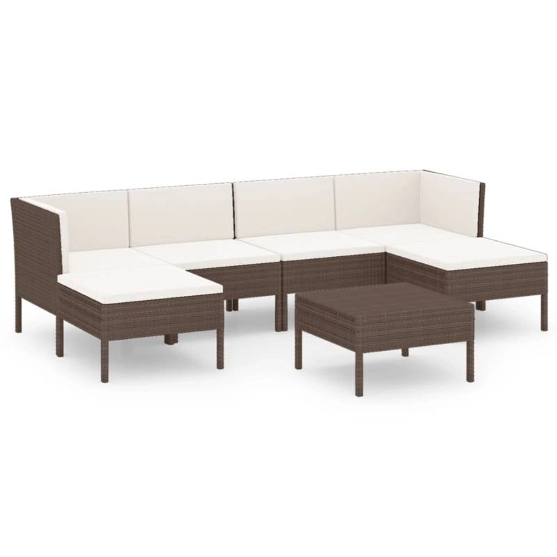 vidaXL 7-tlg Garten-Lounge-Set mit Auflagen Poly Rattan Braun Modell 4 von VIDAXL