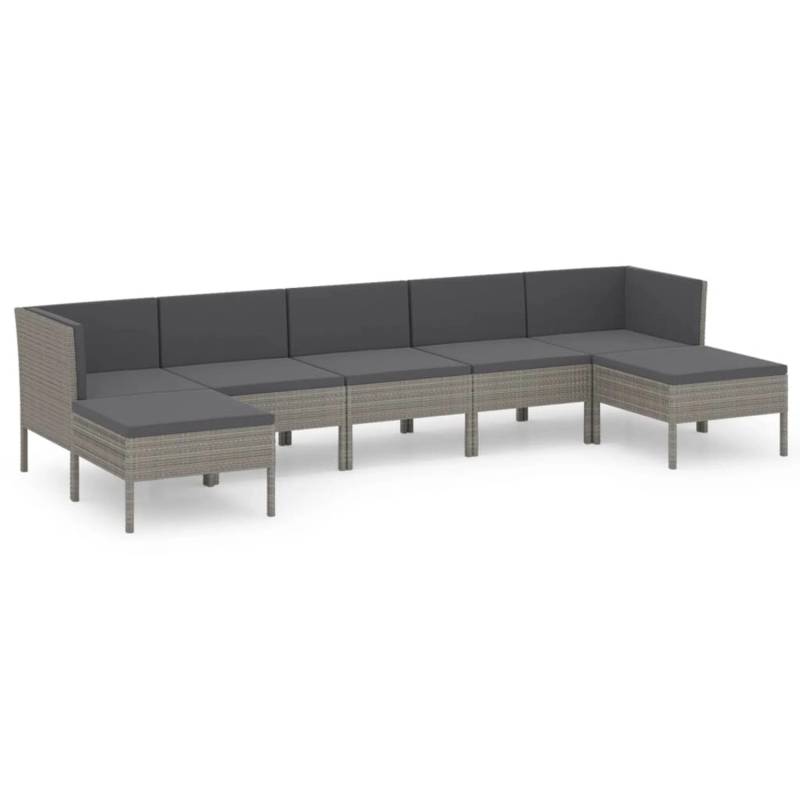vidaXL 7-tlg Garten-Lounge-Set mit Auflagen Poly Rattan Grau Modell 6 von VIDAXL