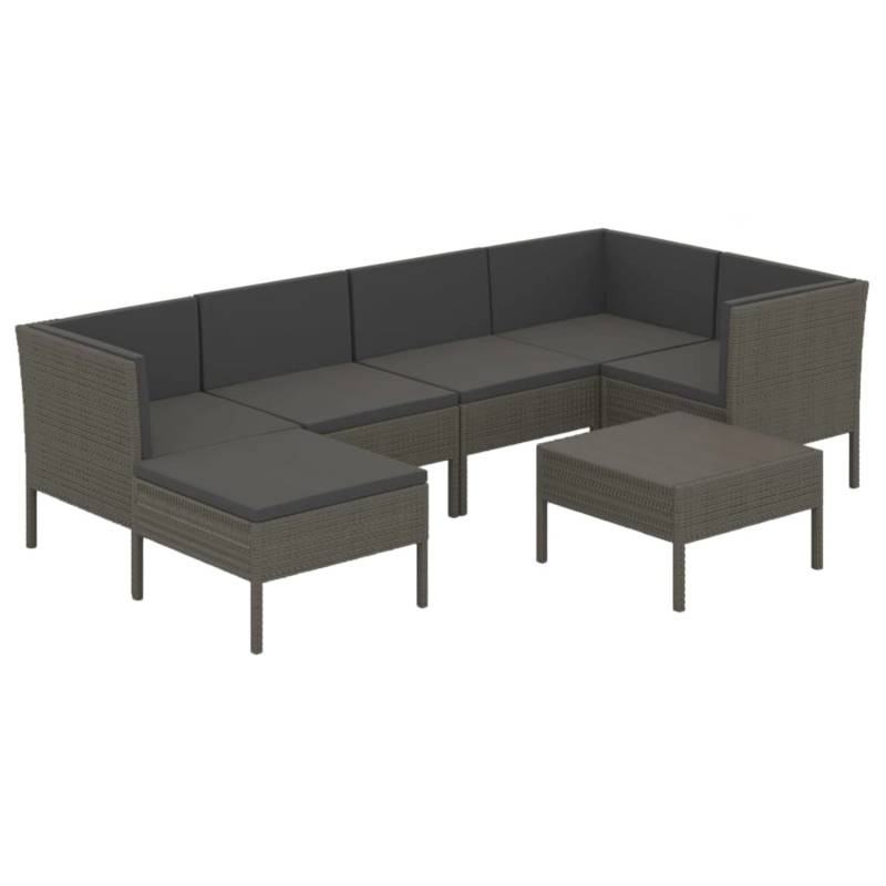 vidaXL 7-tlg Garten-Lounge-Set mit Auflagen Poly Rattan Grau Modell 7 von VIDAXL