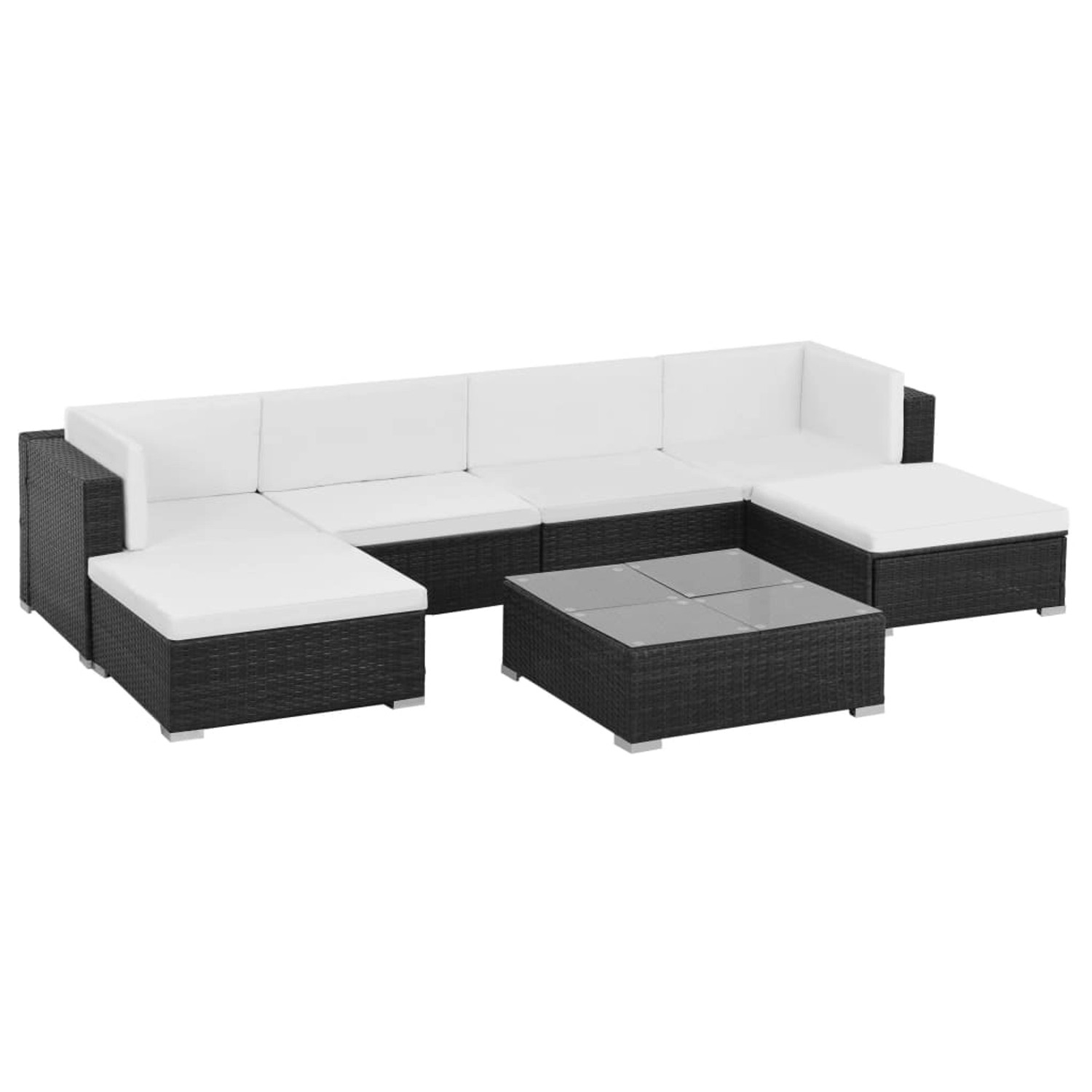 vidaXL 7-tlg Garten-Lounge-Set mit Auflagen Poly Rattan Schwarz Modell 7 vidaXL 7-tlg Garten-Lounge-Set mit Auflagen Poly Rattan Schwarz Modell 7 von VIDAXL