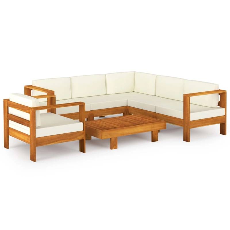 vidaXL 7-tlg Garten-Lounge-Set mit Creme Auflagen Massivholz Akazie Modell 2 von VIDAXL