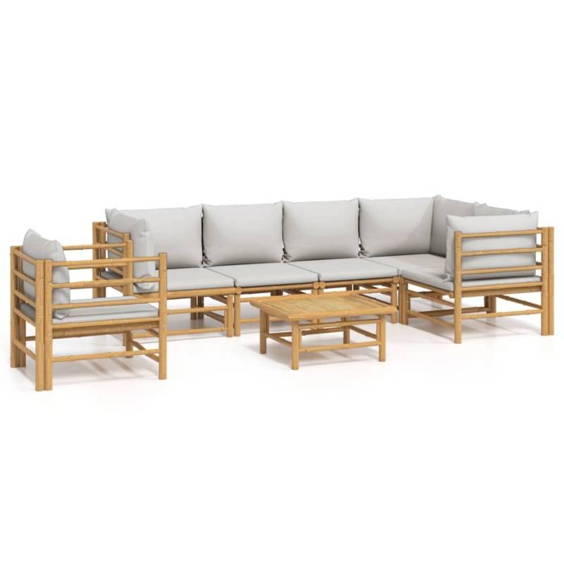 vidaXL 7-tlg Garten-Lounge-Set mit Hellgrauen Kissen Bambus Modell 2 vidaXL 7-tlg Garten-Lounge-Set mit Hellgrauen Kissen Bambus Modell 2 von VIDAXL