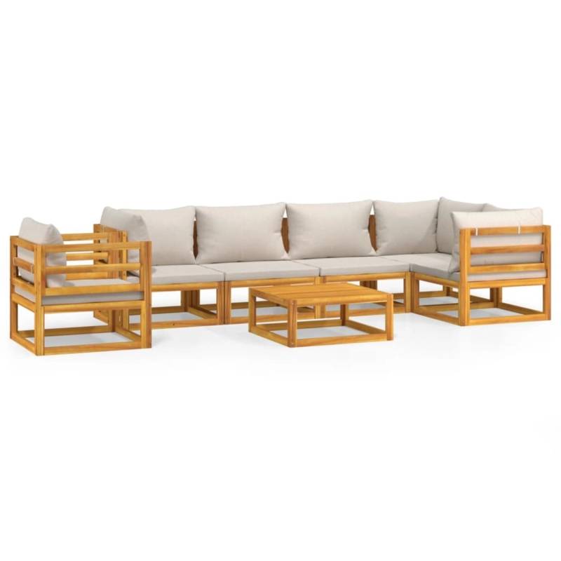 vidaXL 7-tlg Garten-Lounge-Set mit Hellgrauen Kissen Massivholz Modell 3 von VIDAXL