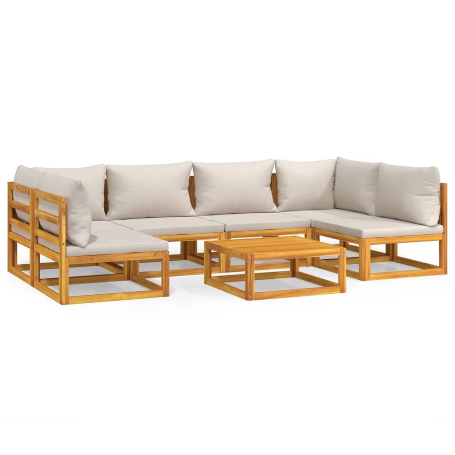 vidaXL 7-tlg Garten-Lounge-Set mit Hellgrauen Kissen Massivholz Modell 4 von VIDAXL