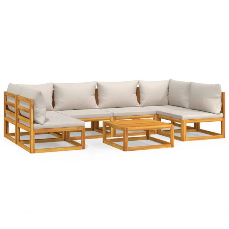 vidaXL 7-tlg Garten-Lounge-Set mit Hellgrauen Kissen Massivholz Modell 4 von VIDAXL