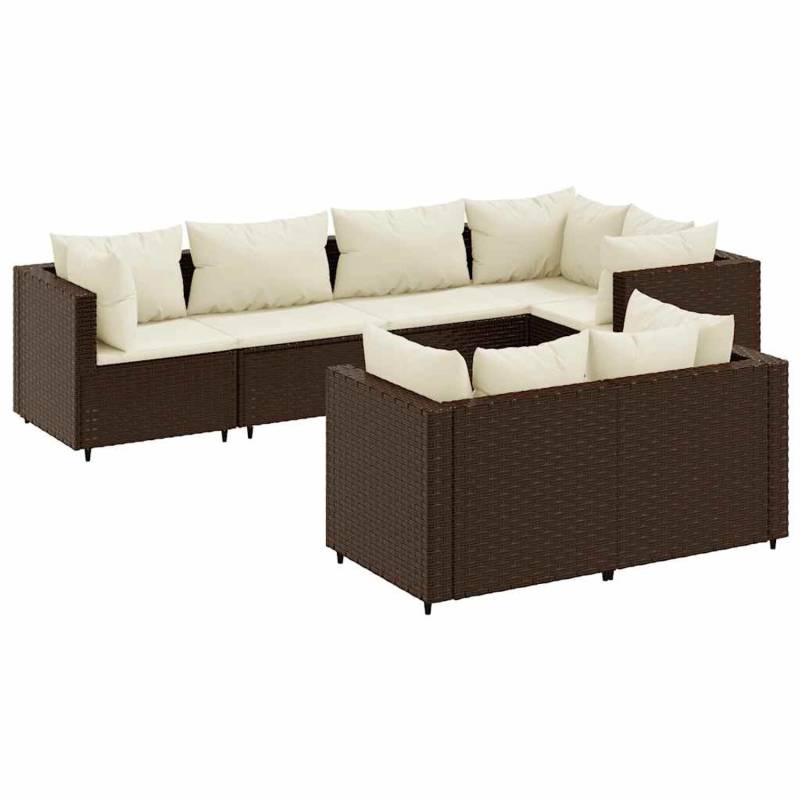 vidaXL 7-tlg Garten-Lounge-Set mit Kissen Braun Poly Rattan Modell 15 von VIDAXL