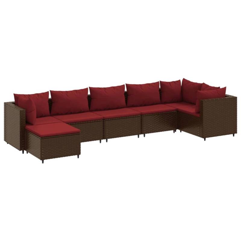 vidaXL 7-tlg Garten-Lounge-Set mit Kissen Braun Poly Rattan Modell 19 von VIDAXL