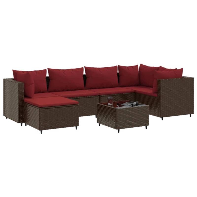 vidaXL 7-tlg Garten-Lounge-Set mit Kissen Braun Poly Rattan Modell 22 von VIDAXL