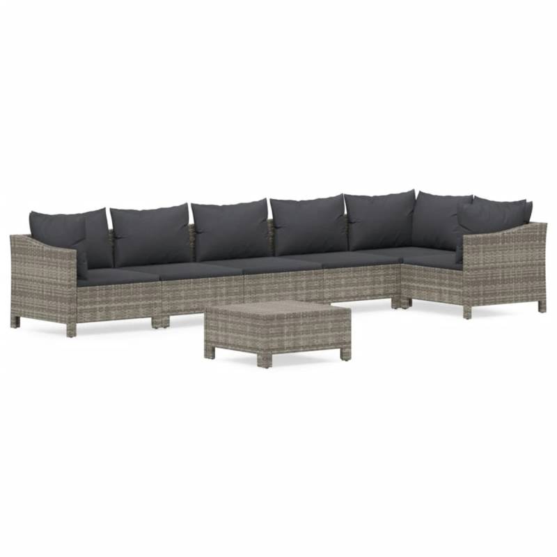vidaXL 7-tlg Garten-Lounge-Set mit Kissen Grau Poly Rattan Modell 48 von VIDAXL