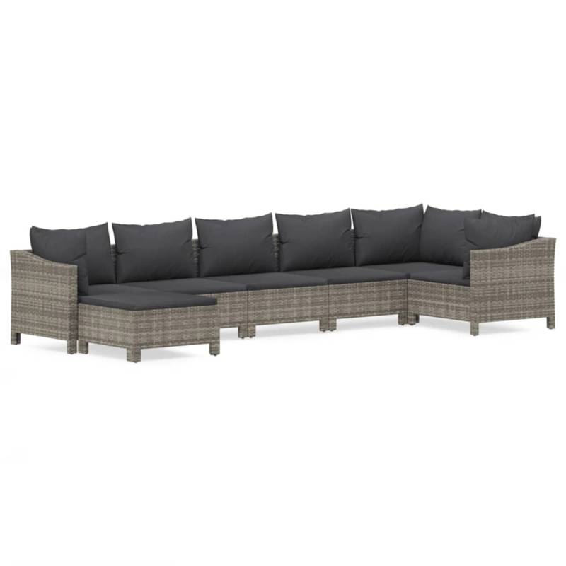 vidaXL 7-tlg Garten-Lounge-Set mit Kissen Grau Poly Rattan Modell 50 von VIDAXL