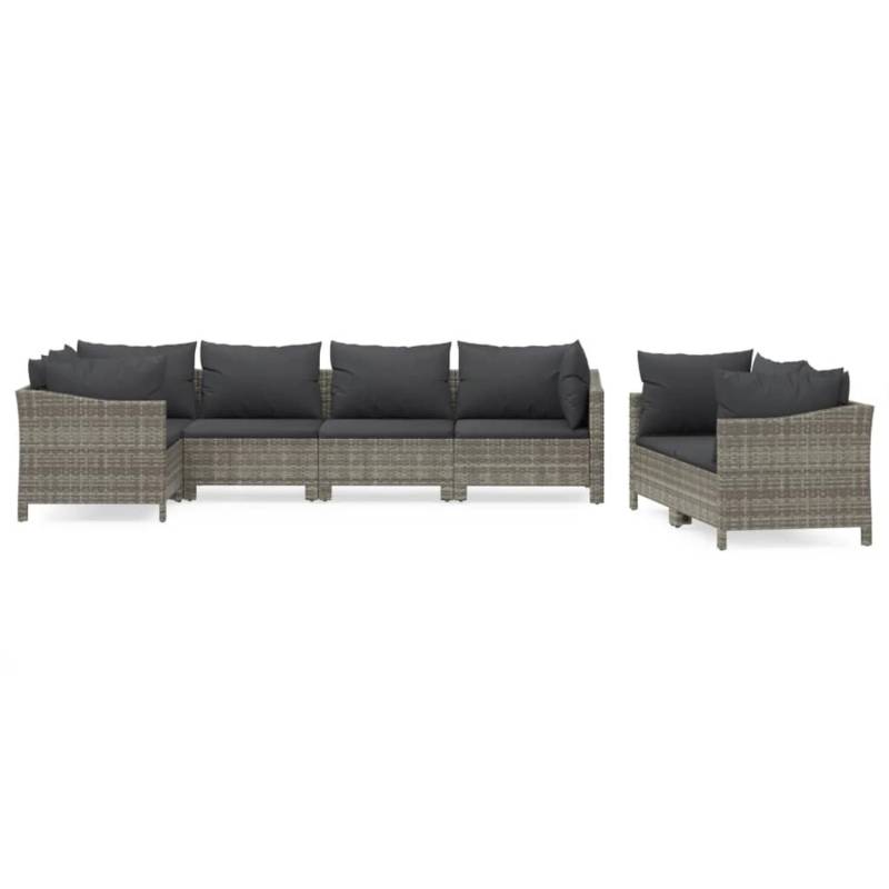 vidaXL 7-tlg Garten-Lounge-Set mit Kissen Grau Poly Rattan Modell 51 von VIDAXL