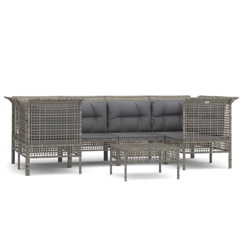 vidaXL 7-tlg Garten-Lounge-Set mit Kissen Grau Poly Rattan Modell 73 von VIDAXL