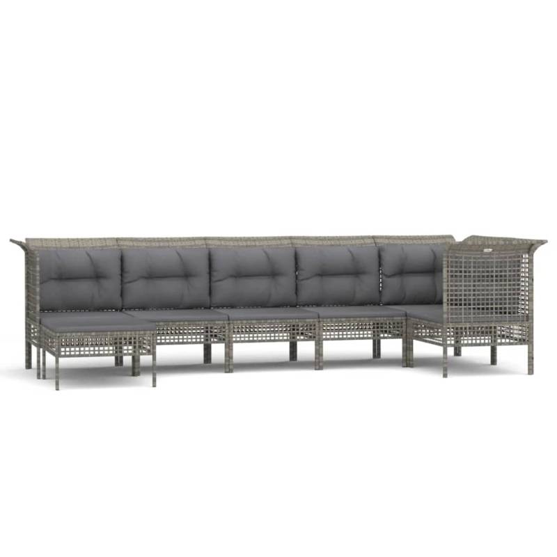 vidaXL 7-tlg Garten-Lounge-Set mit Kissen Grau Poly Rattan Modell 74 von VIDAXL