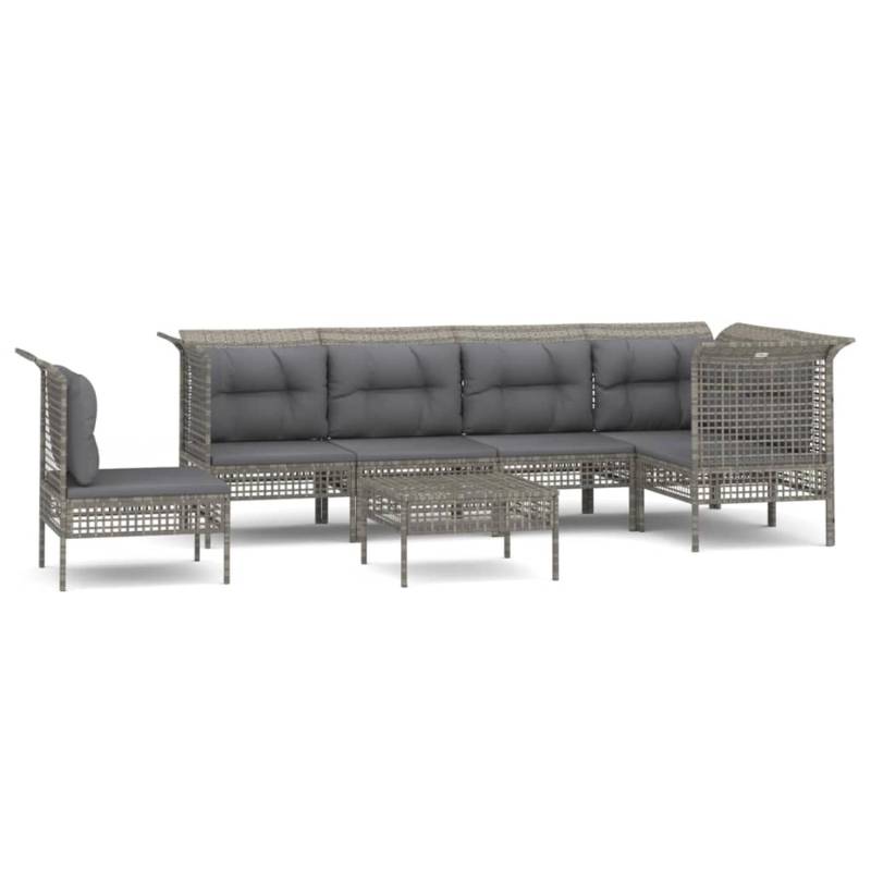 vidaXL 7-tlg Garten-Lounge-Set mit Kissen Grau Poly Rattan Modell 78 von VIDAXL