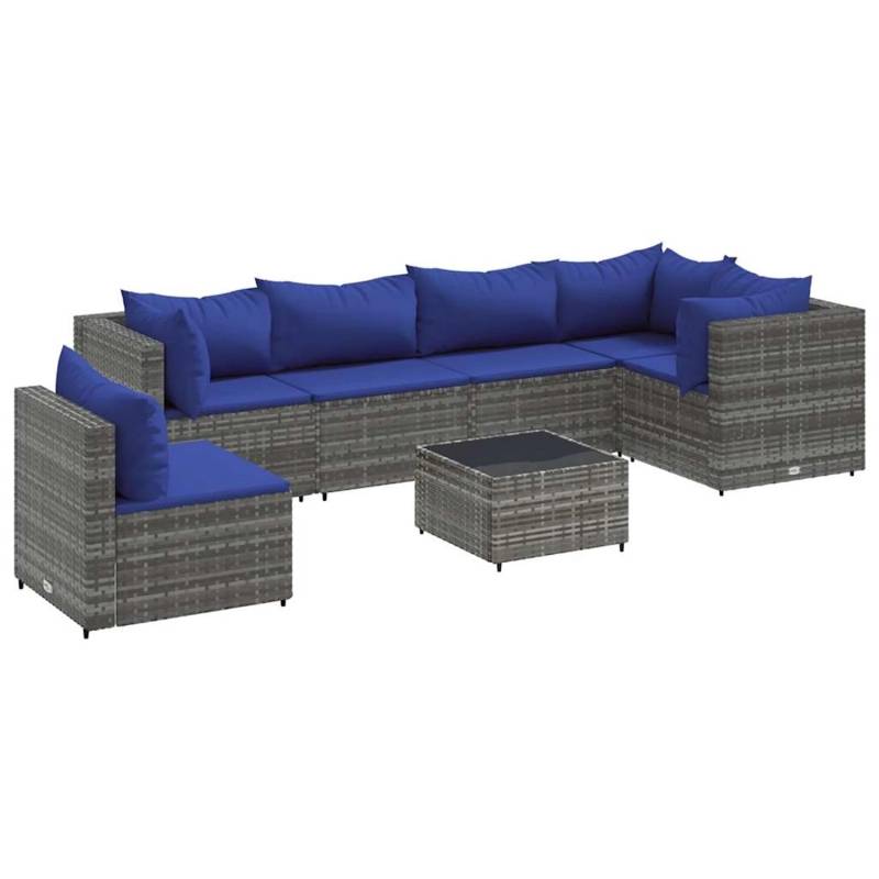 vidaXL 7-tlg Garten-Lounge-Set mit Kissen Grau Poly Rattan Modell 81 von VIDAXL
