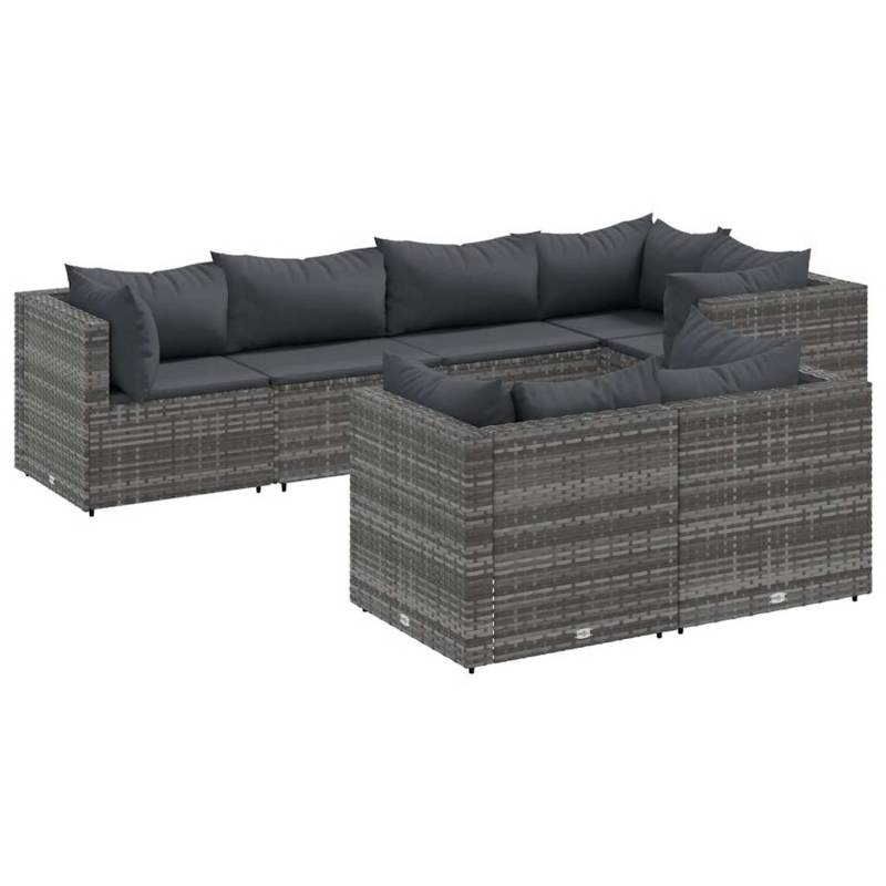 vidaXL 7-tlg Garten-Lounge-Set mit Kissen Grau Poly Rattan Modell 88 von VIDAXL